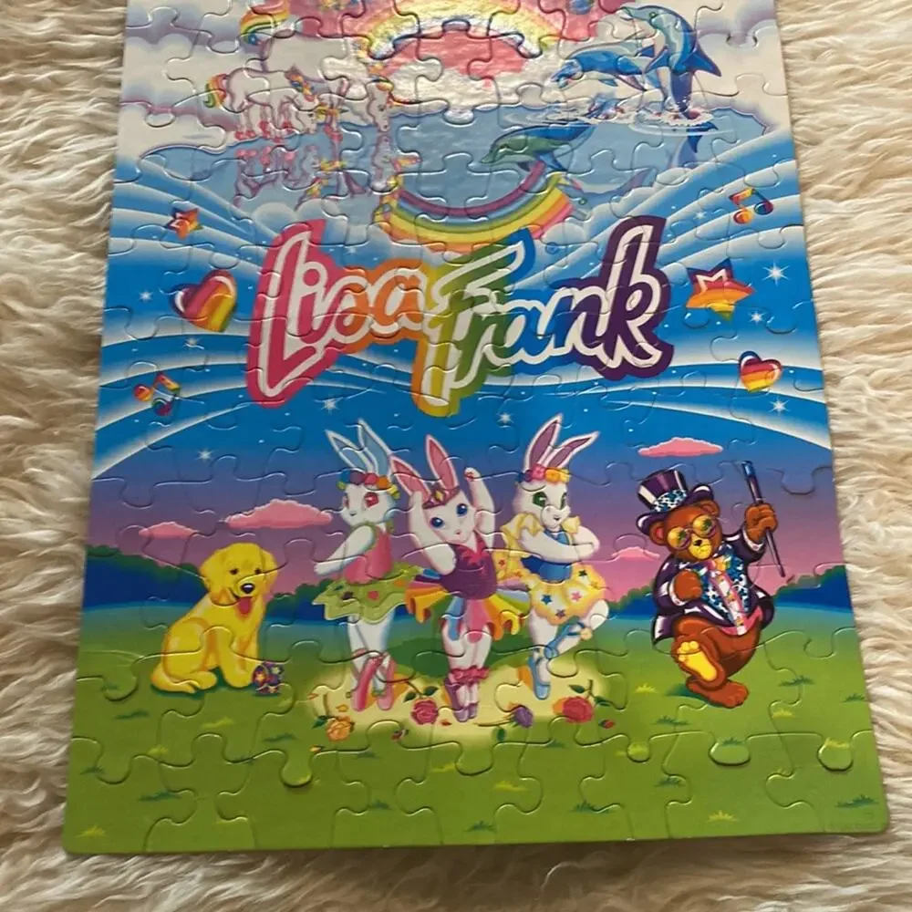 Vintage Lisa Frank 108 Piece Puzzle Colorful Rainbow Bunnies Bear Unicorn OS - Picture 4 of 9
